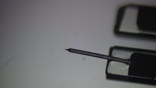 A close-up of an item with a sharp tip